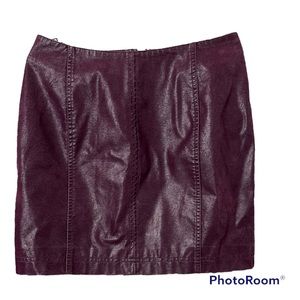Free people wine red leather skirt, size 4, used like new.
